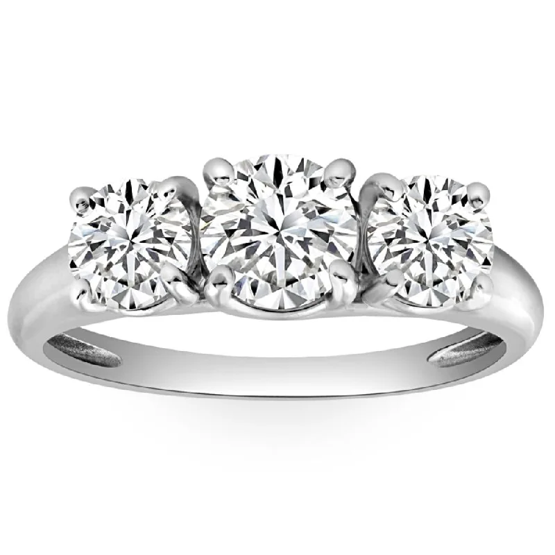 women vintage engagement rings -1 3/4 Ct Three Stone Diamond Engagement Ring 10K White Gold Lab Grown