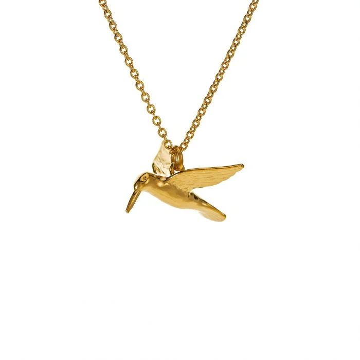 women silver chain necklaces -Gold Vermeil Necklace - "Hummingbird"