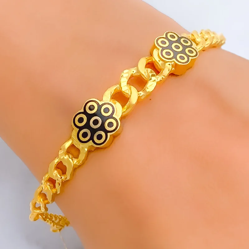 women pearl bracelets -Glistening Fancy 21K Gold Flexi Bangle Bracelet