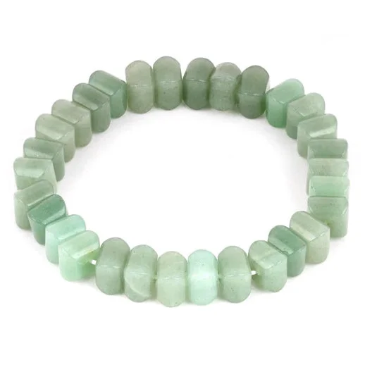 women art deco bracelets -8mm Faceted Pumpkin Green Aventurine Gem Stone Bracelet