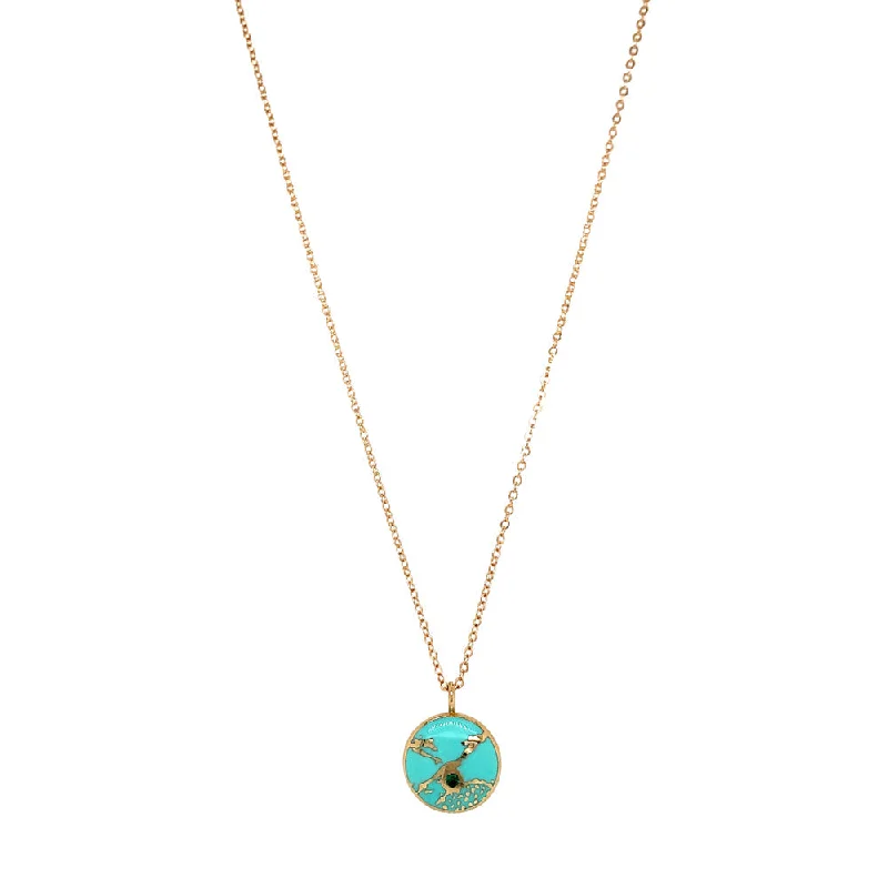 women star pendant necklaces -Emerald & Enamel Necklace - "Chime of Memories #7"