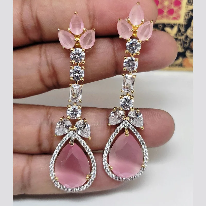 women gem earrings -Aamrapali Gold Plated American Diamonds Dangler Earrings