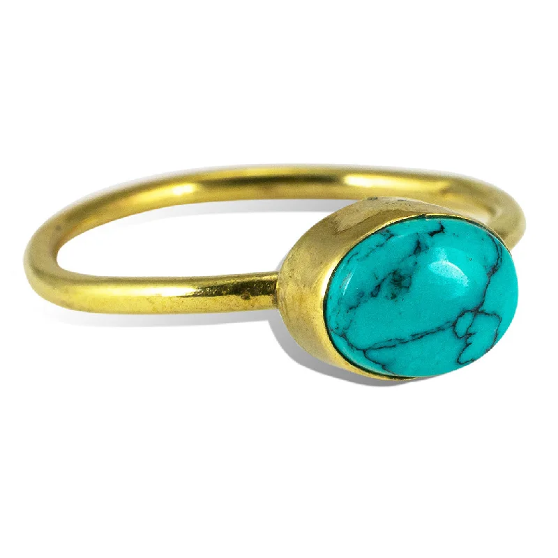 women eternity bands -<span>RBR-023<span>: </span></span>Simple Turquoise Ring - Brass