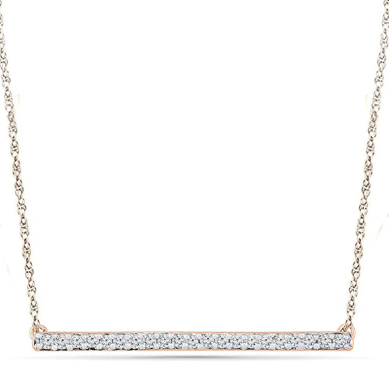 women wedding day necklaces -Diamond Bar Pendant Necklace