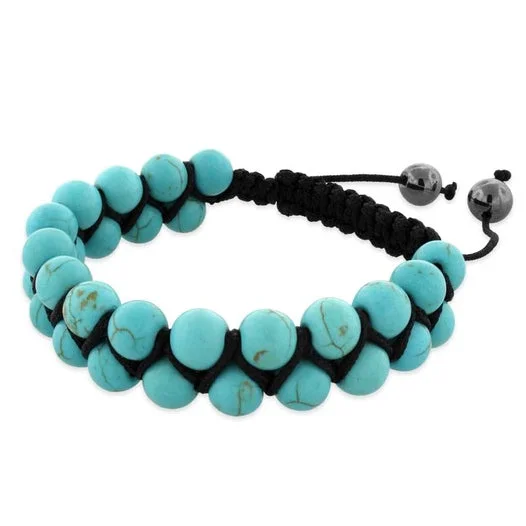 women luxury cuff bracelets -8MM Turquoise Bead 2 Layer Shamballa Bracelet