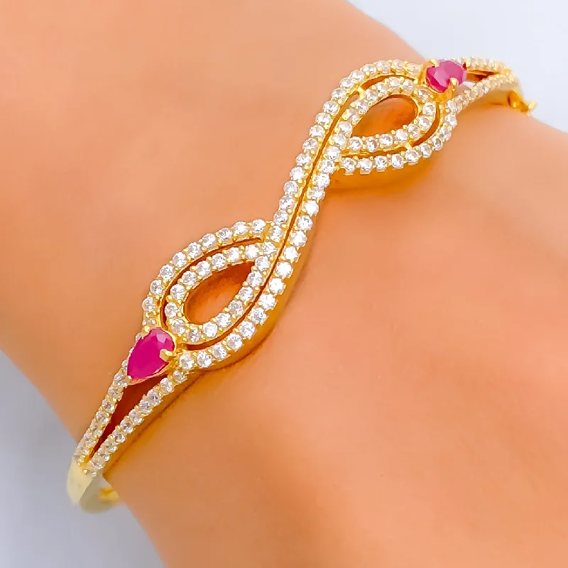 women twisted bracelets -Iconic Colorful 22k Gold CZ Bangle Bracelet