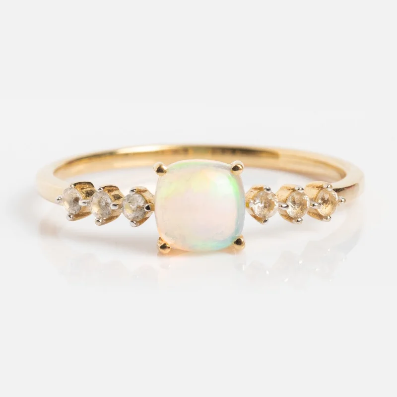 women princess cut rings -Solid Gold Lovely Opal Ring