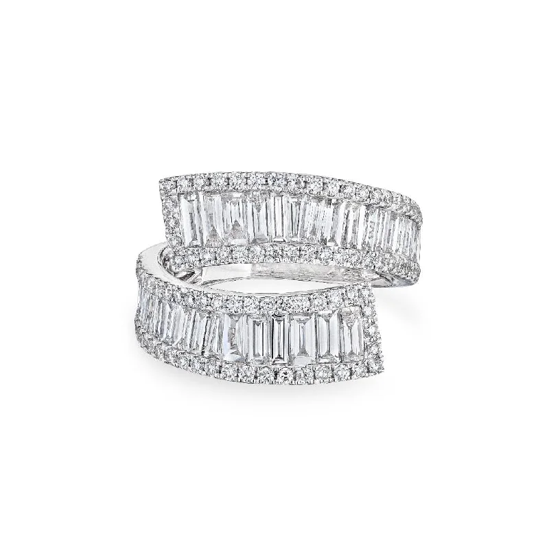 women engagement ring sets -'Eternal Vow' Tapered Baguettes Bypass Ring, 2.4 CT