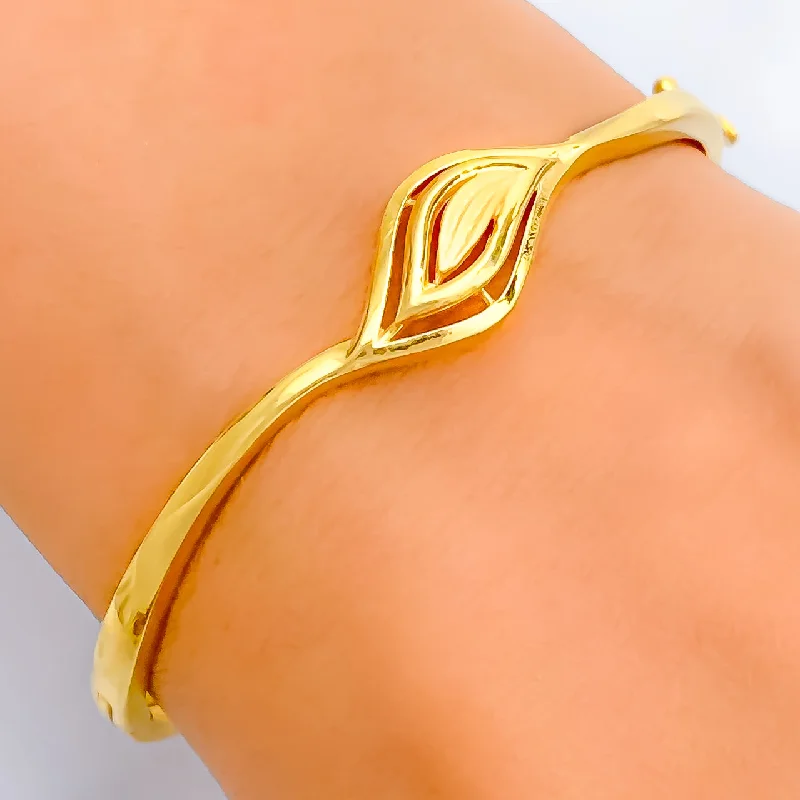 women multi-strand bracelets -Everlasting Flawless 22k Gold Leaf Bangle Bracelet