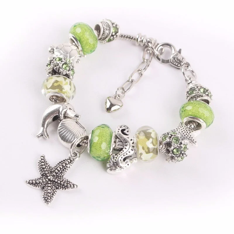 women pearl chain bracelets -Turtle/Starfish/Dolphin Bracelet & Charms