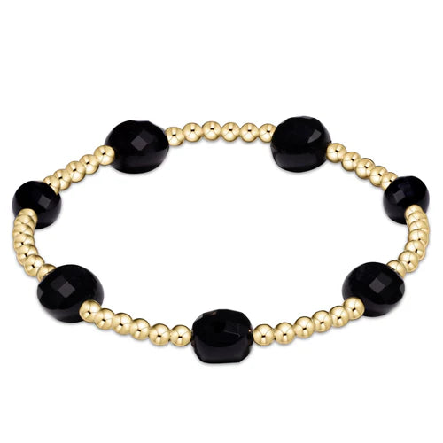 women oval bangles -Admire Gold 3mm Bead Bracelet - Faceted Onyx