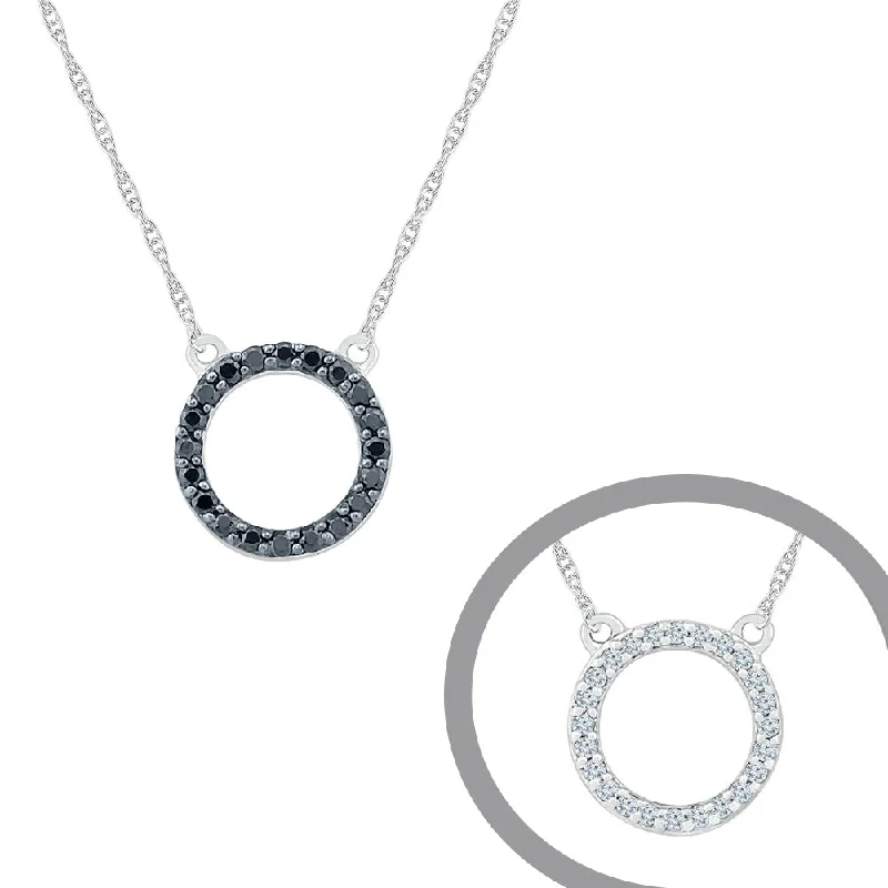 women minimalist gold necklaces -Reversible Diamond Circle Necklace, Black & White Diamonds