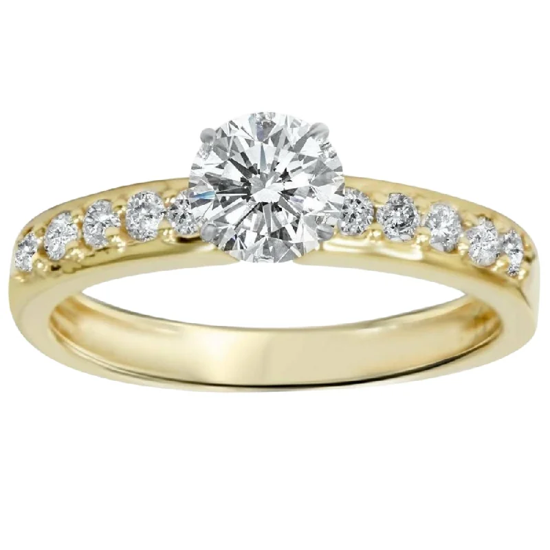 women classic engagement rings -1ct Yellow Gold Diamond Engagement Ring 14K