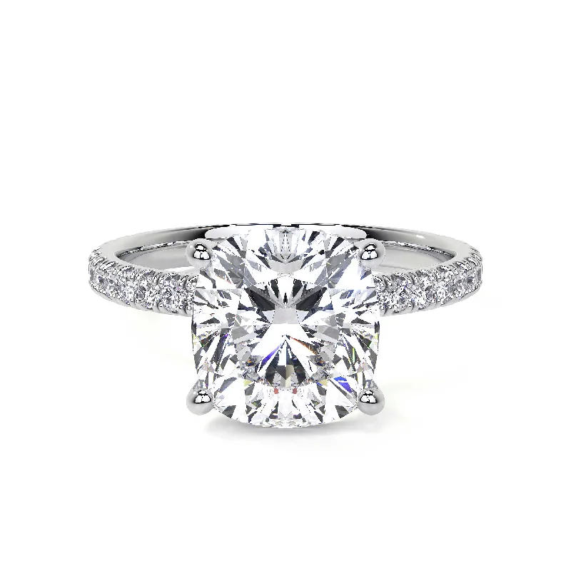 women handmade rings -Cushion Cut Diamond Ring, 3 CT