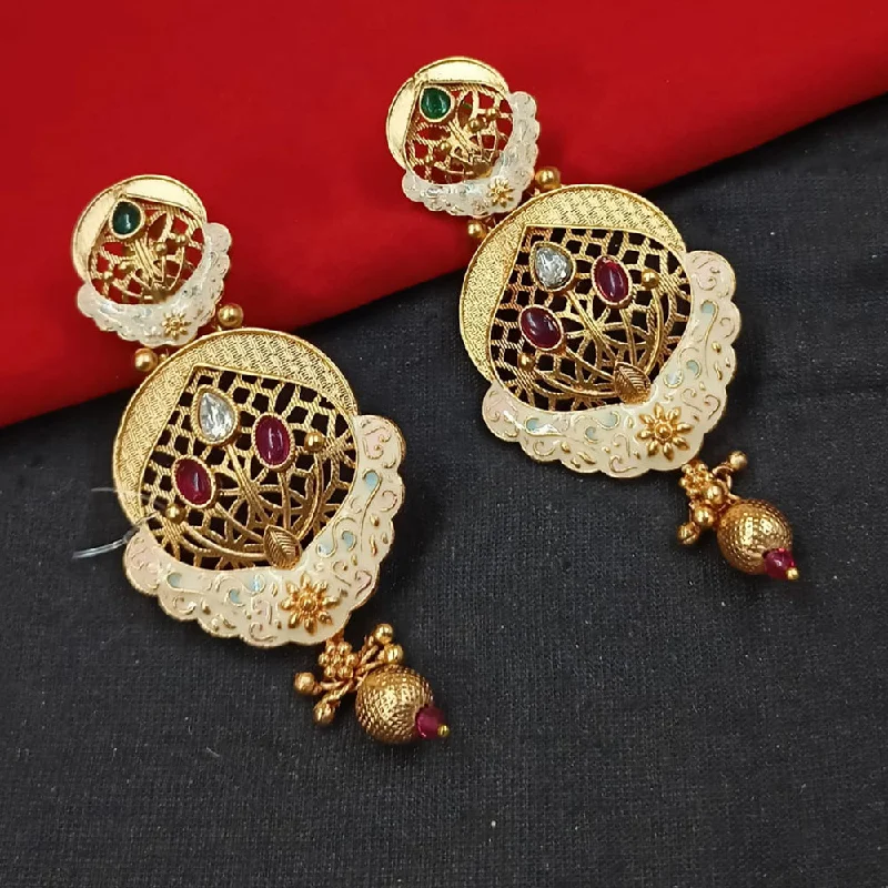 women butterfly stud earrings -Padmawati Bangles Gold Plated Kundan Stone And Meenakari Dangler Earrings