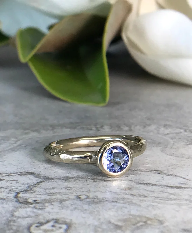 women silver rings -5mm Sapphire Bezel Ring