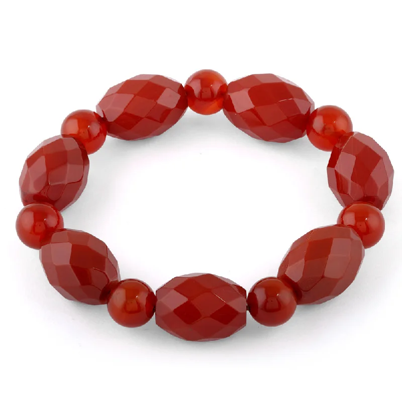 women boho bracelets -Carnelian Faceted Gemstone Bracelet