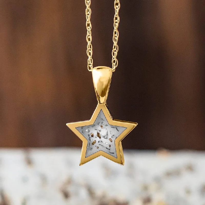 women vintage charm necklaces -Yellow Gold Star Pendant Necklace With White Stardust™