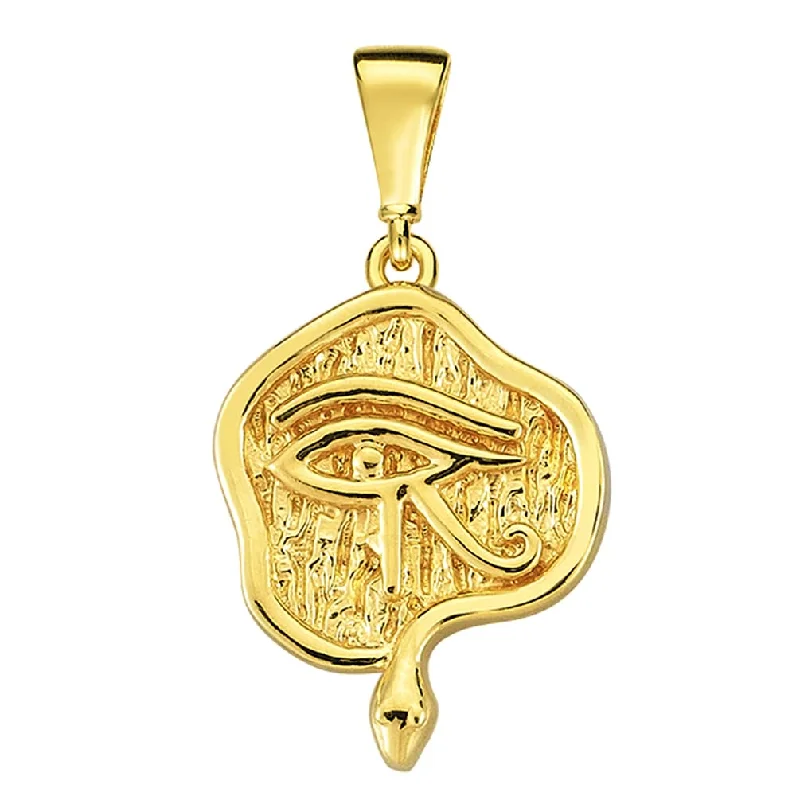 women vintage necklaces -14k Yellow Gold Textured Eye of Horus Talisman Pendant (Small)