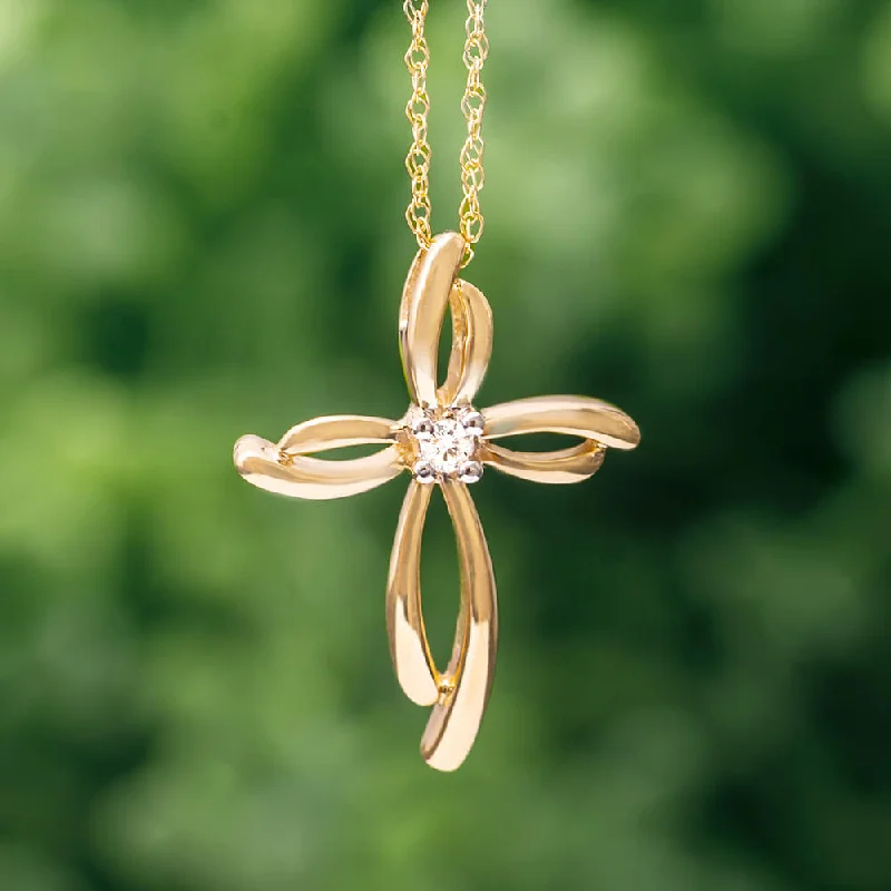 women rose gold necklaces -Delicate Diamond Cross Necklace