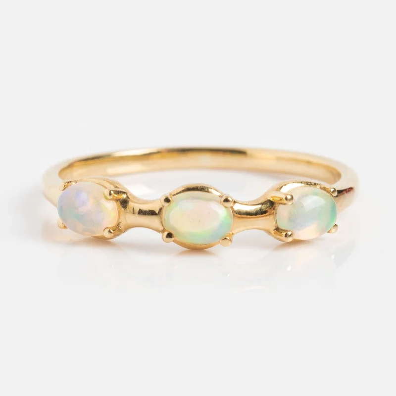 women designer rings -Solid Gold Bold Opal Trio Ring