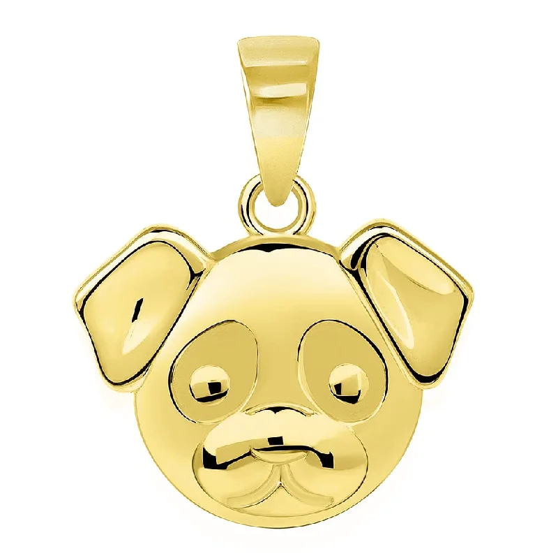 women gemstone necklaces -14k Yellow Gold Mini Puppy Face Charm Animal Pendant