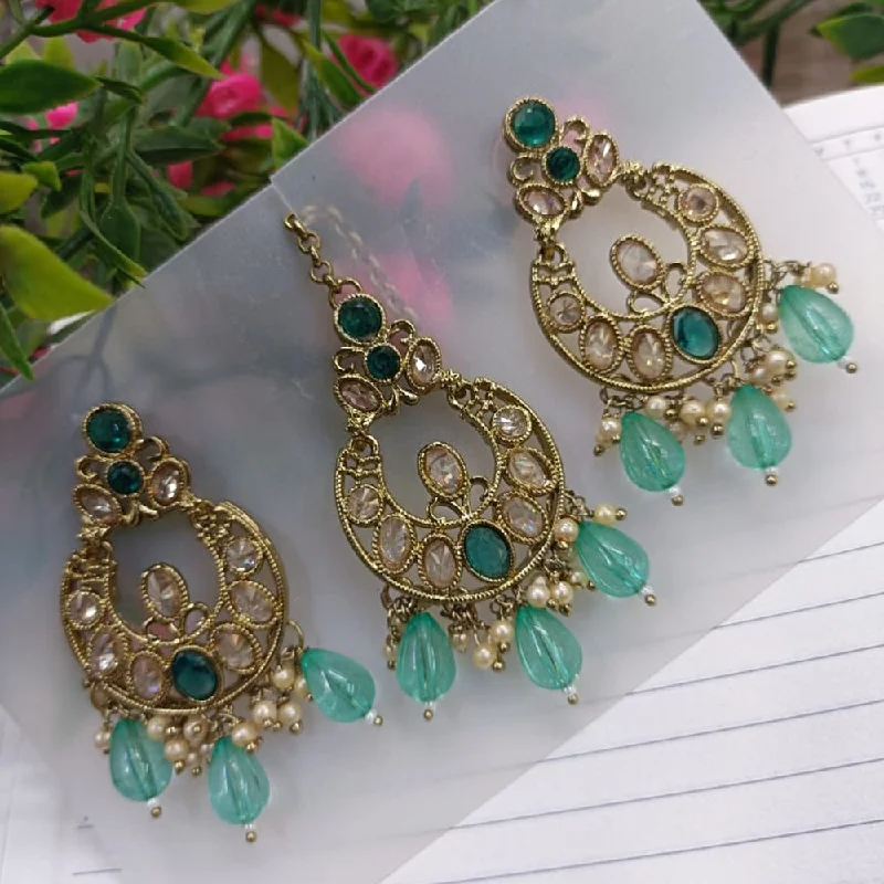 women luxury diamond earrings -Exotica Collection Gold Plated Crystal Stone Earring With Mangtikka