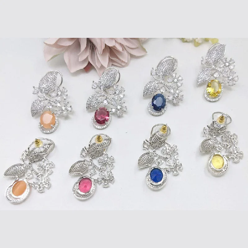 women crystal earrings -Aamrapali Silver Plated Austrian Stone Dangler Earrings