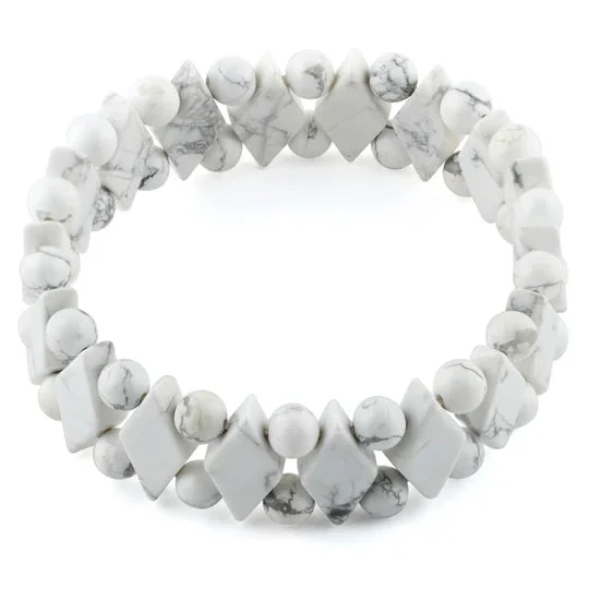 women anniversary bracelets -Princess Style White Howlite Gemstone Bracelet