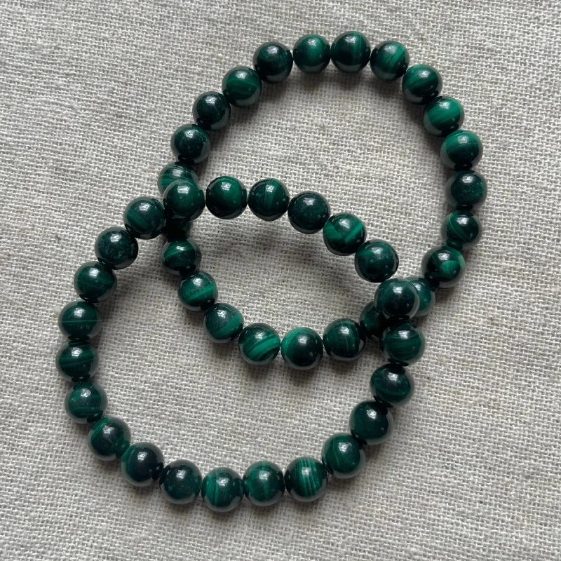 women bangles -Malachite 8mm Beaded Bracelet - Transformation