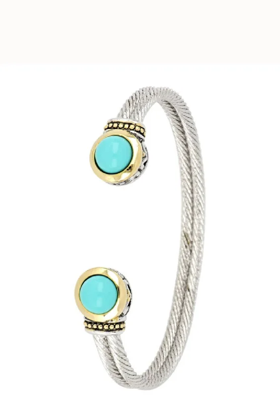 women stackable bangles -Perola Turquoise Cuff Bracelet