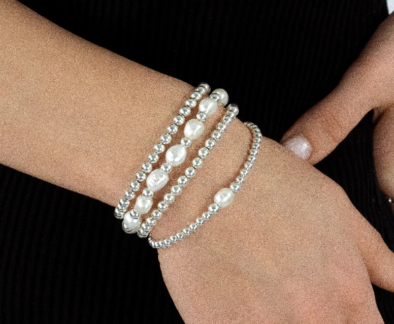 women engraved cuff bracelets -Freshwater Pearl 925 Sterling Silver Bracelets, Sterling Silver Bracelets, Pearl Bracelets, Stacked Bracelets