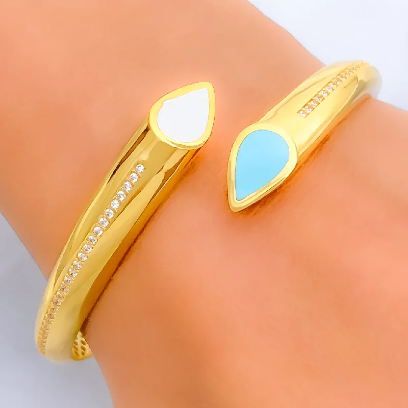 women bangles sets -Stylish Dapper 21k Gold CZ Bangle Bracelet