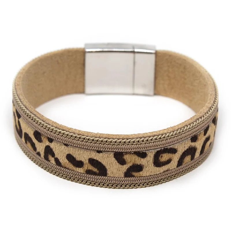 women antique bracelets -Ivory Animal Print Leather Bracelet