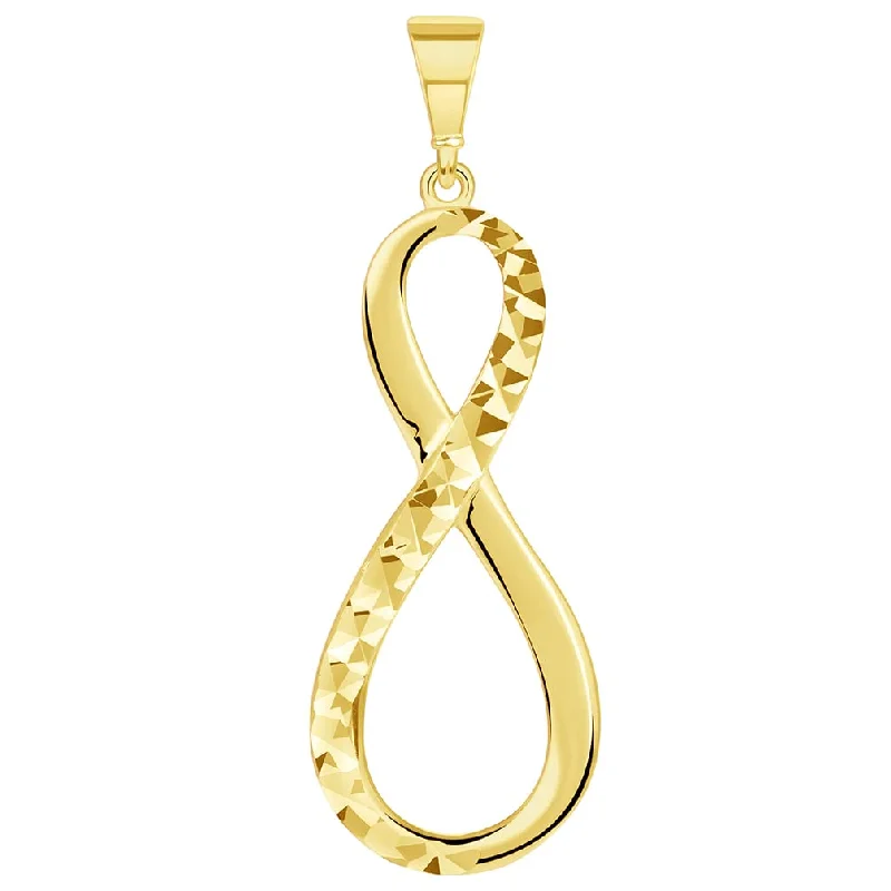 women sapphire necklaces -14k Yellow Gold Sparkle Cut and High Polished Infinity Love Symbol Pendant