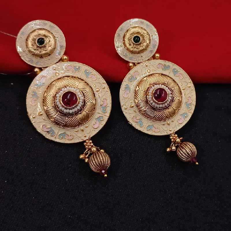 women clip-on earrings -Padmawati Bangles Gold Plated Kundan Stone And Meenakari Dangler Earrings