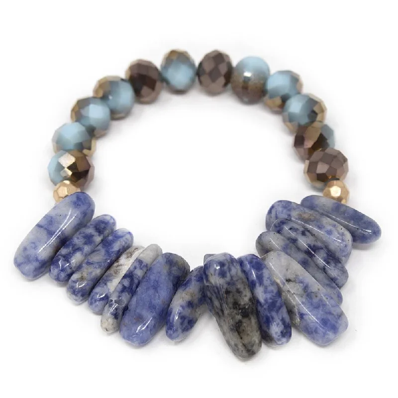 women gold-plated bangles -Sodalite Semi Precious Stone Stretch Bracelet