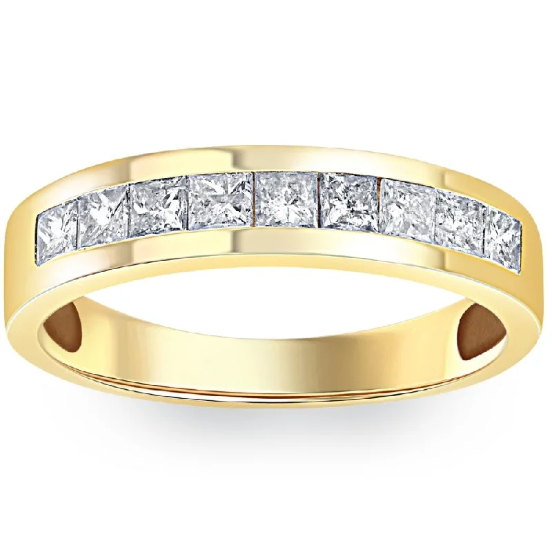 women oval engagement rings -1ct Princess Cut Diamond Wedding Mens 14k Gold Ring