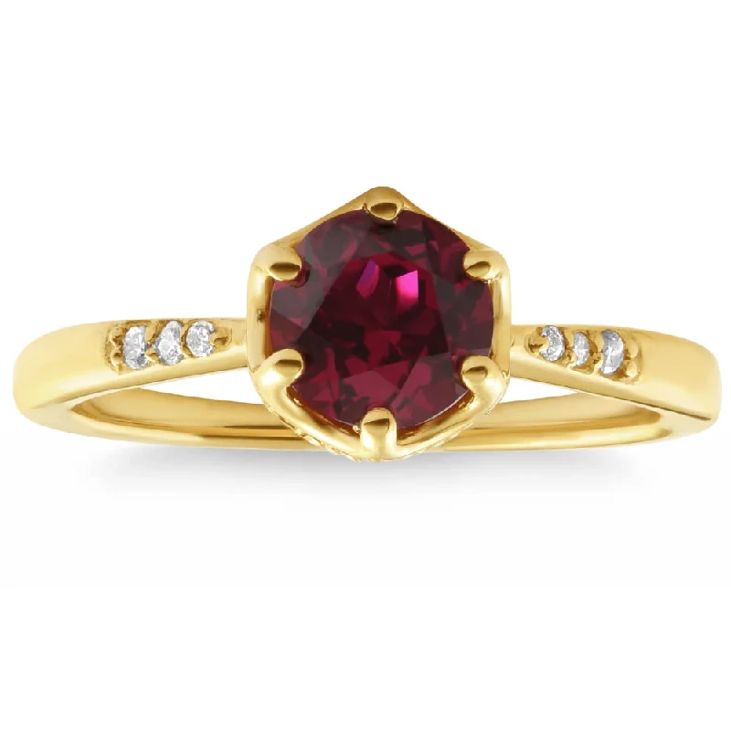 women black diamond engagement rings -3/4Ct Ruby & Diamond Ring 10k Yellow Gold Lab Grown