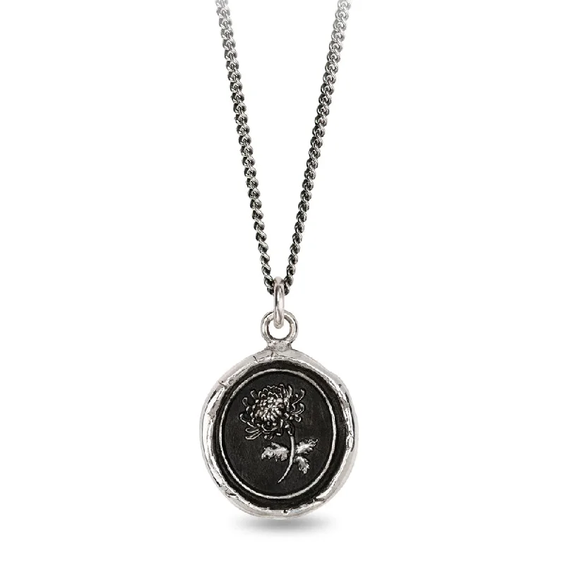 women engagement necklaces -Sterling Silver Chrysanthemum Talisman Necklace - "Healing Journey"