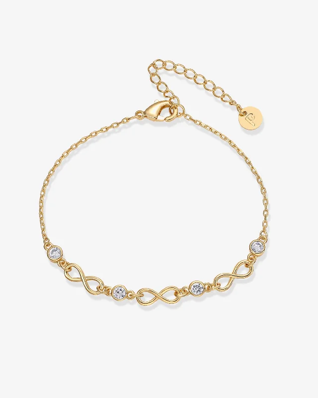 women gold-plated bangles -Infinity Station Chain Bracelet