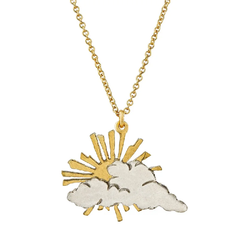 women oversized necklaces -Sterling Silver & Gold Vermeil Necklace - "Rays of Hope"