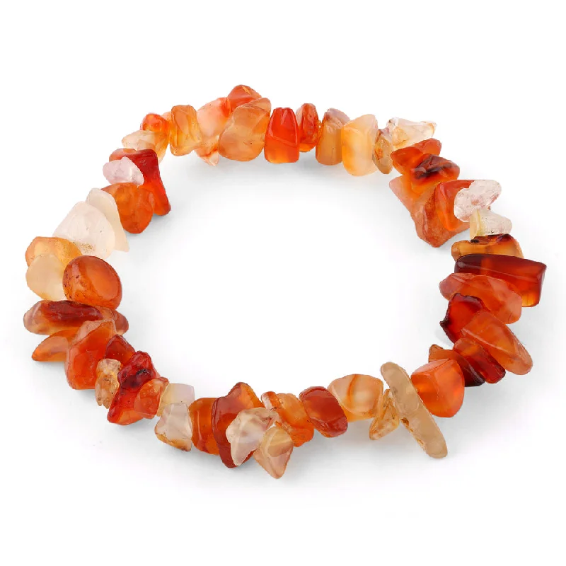 women antique bracelets -Chips Carnelian Agate Elastic Bracelet