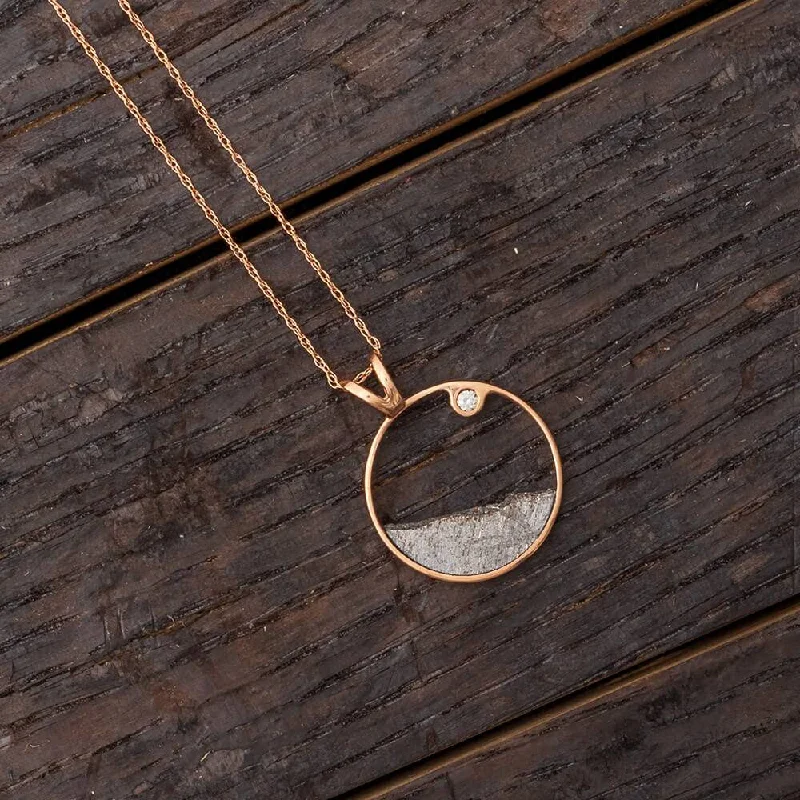 women custom charm necklaces -Meteorite Moonscape Necklace with Moissanite