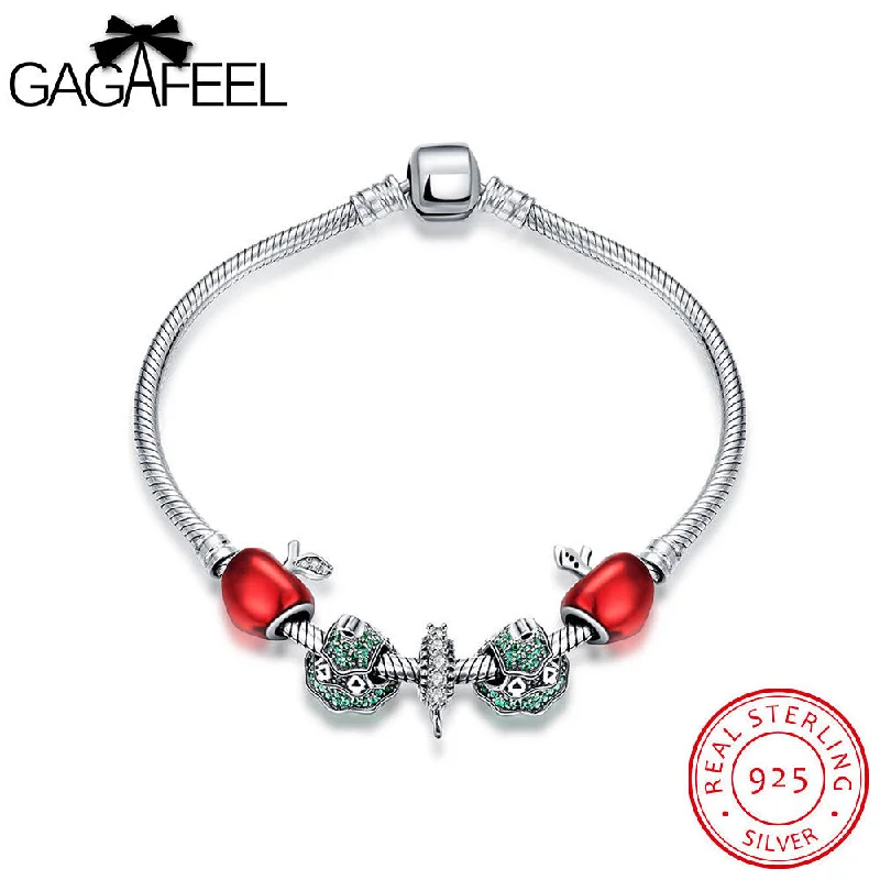 women engraved bracelets -GAGAFEEL Sterling-Silver-Jewelry Bracelet Fashion Bracelets Watch With Red