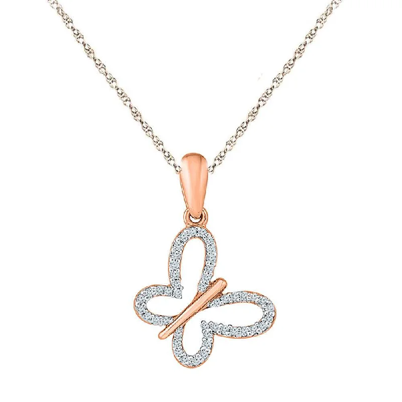 women celestial necklaces -Diamond Accented Butterfly Pendant Necklace