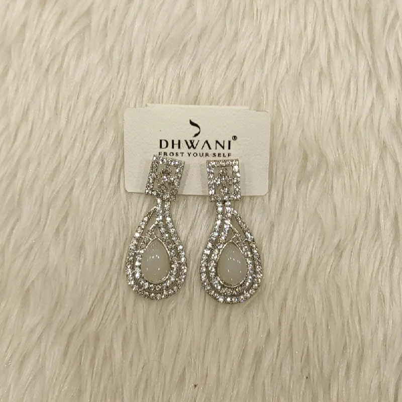 women crystal earrings -Dhwani Silver Plated Austrian Stone Dangler Earrings