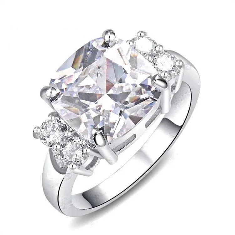 women oval diamond rings -Bella Cubic Zirconia Cushion Cut Ring