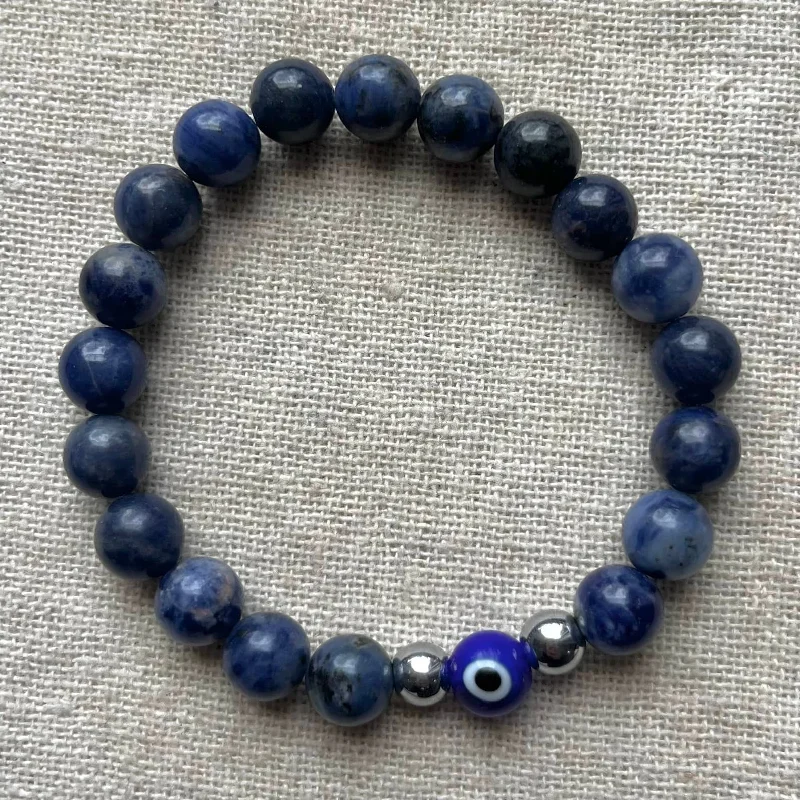 women minimalist bangles -Shield Evil Eye Bracelet - Sodalite