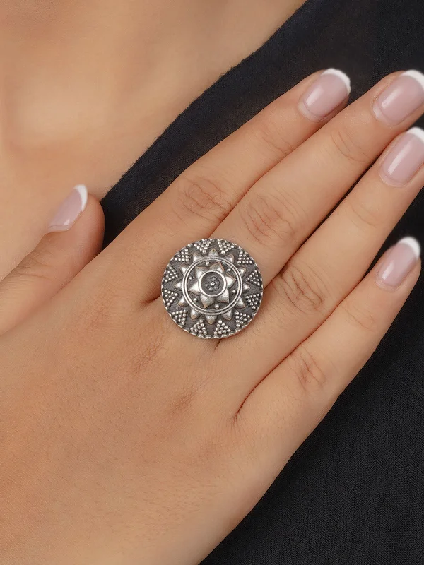 women delicate rings -Grey Color Tribal Ring - EK-SFRNG169